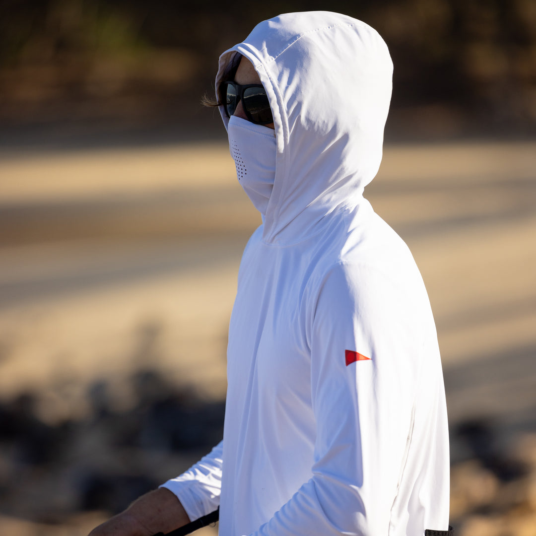 Color:White-Florence Sun Pro LS Hooded Max UPF Shirt 
