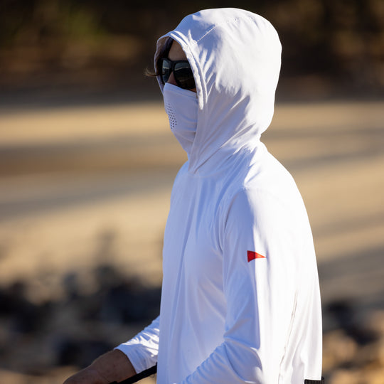 Color:White-Florence Sun Pro LS Hooded Max UPF Shirt 