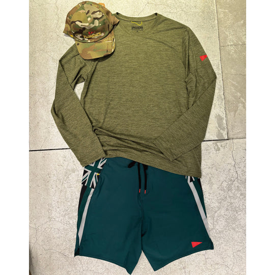 Color:Heather Burnt Olive-Florence Airtex Long Sleeve Shirt
