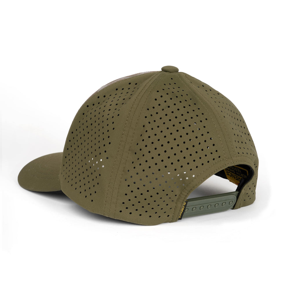 Color:Burnt Olive Camo-Florence Camo Airtex Trucker Hat -alt