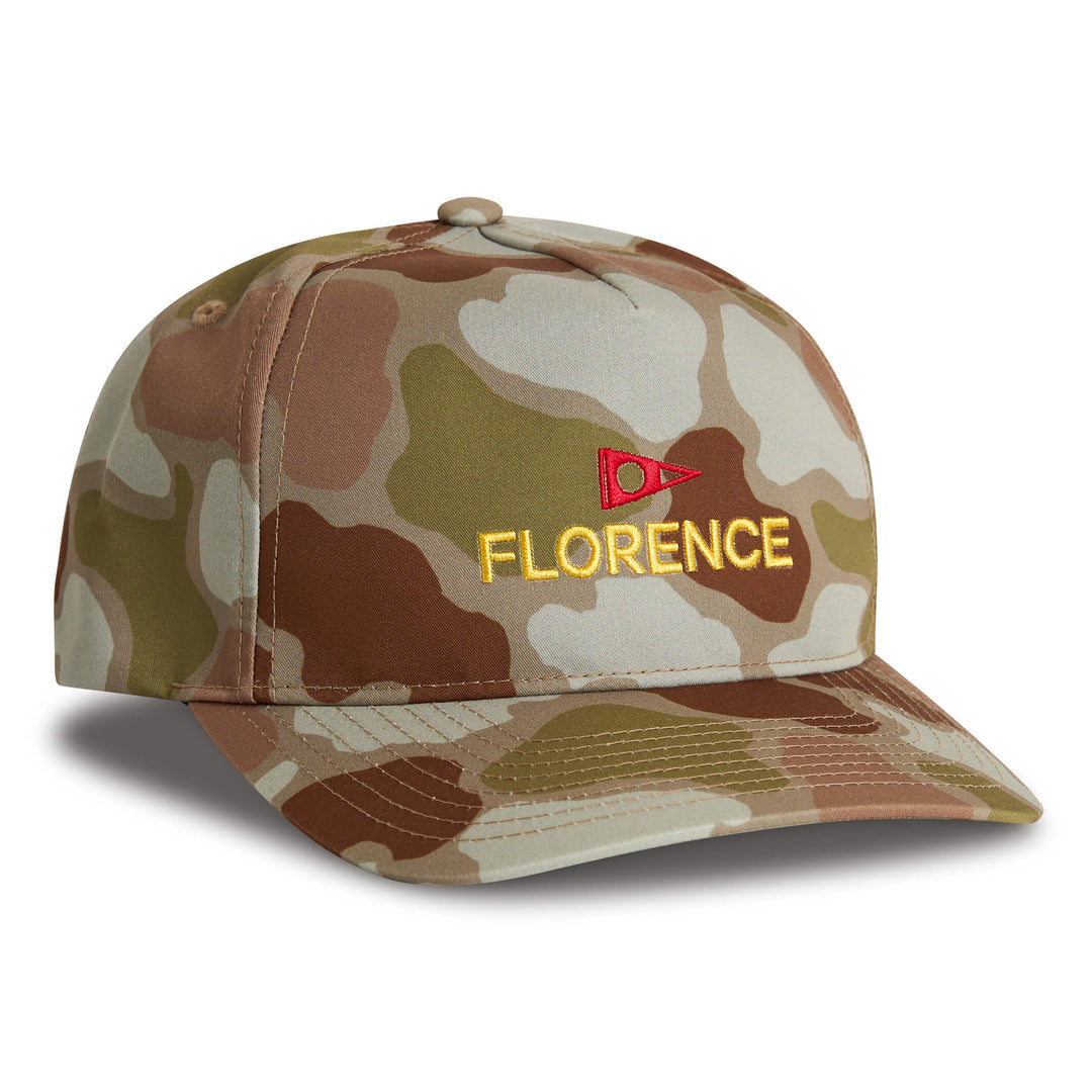 Color:Arid Tan Camo-Florence Logo Twill Hat