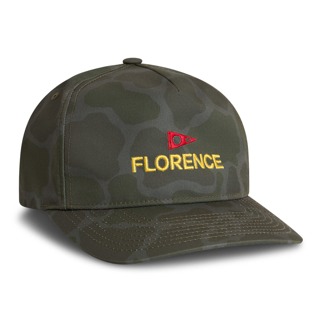 Color:Burnt Olive Camo-Florence Logo Twill Hat