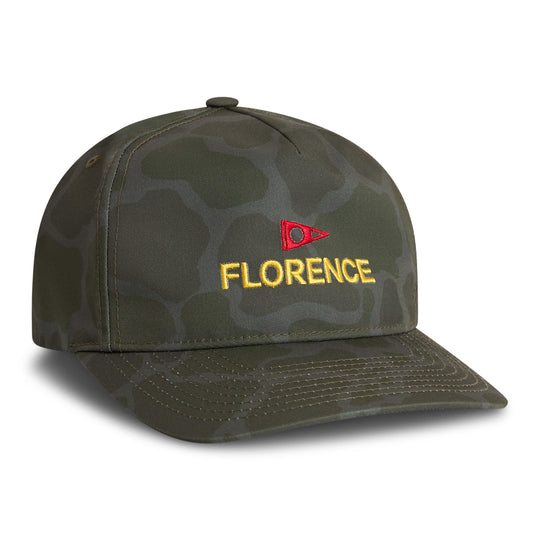 Color:Burnt Olive Camo-Florence Logo Twill Hat