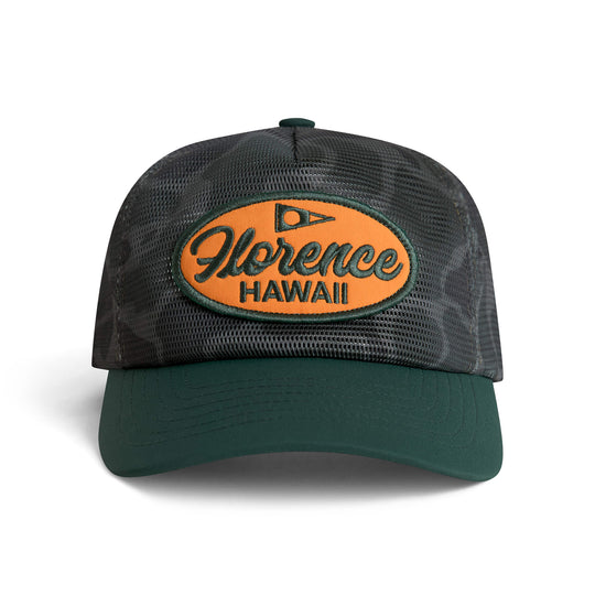 Color:Burnt Olive Camo-Hawaii Mesh Trucker 