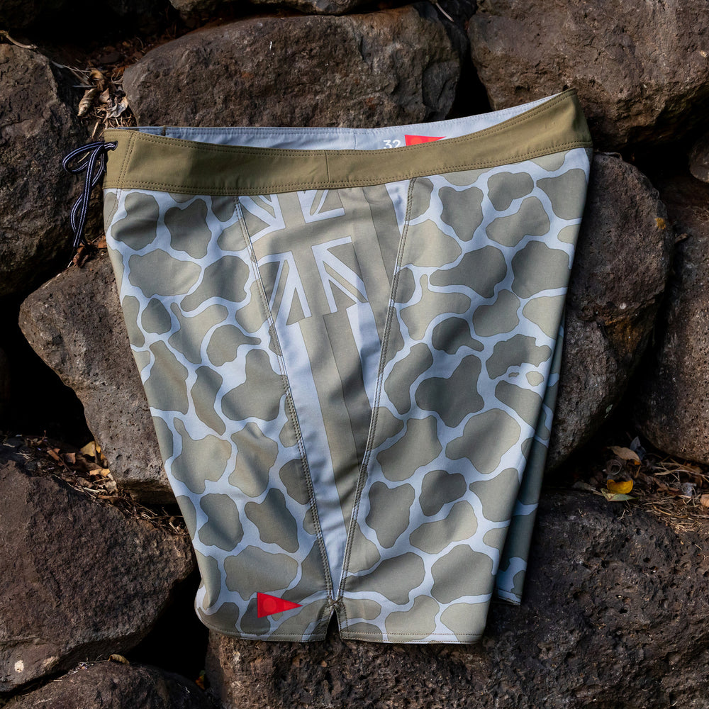Color:New Burnt Olive-F1 Pro Hawaii Camo Boardshort -alt