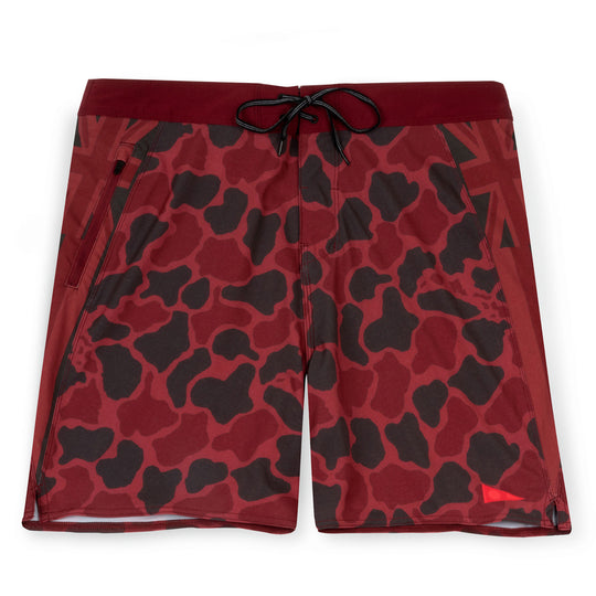 Color:Maroon-F1 Pro Hawaii Camo Boardshort