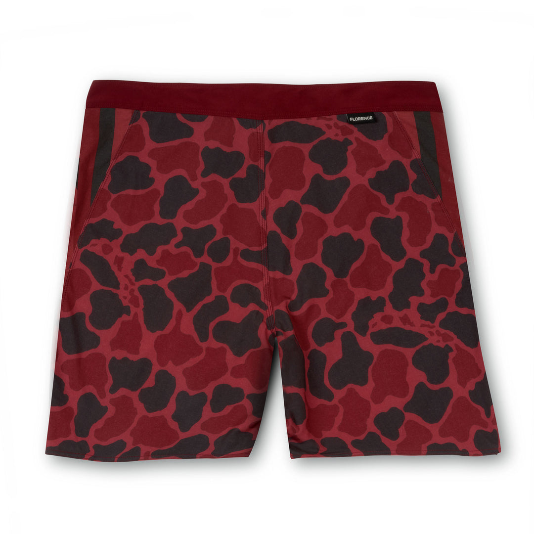 Color:Maroon-F1 Pro Hawaii Camo Boardshort