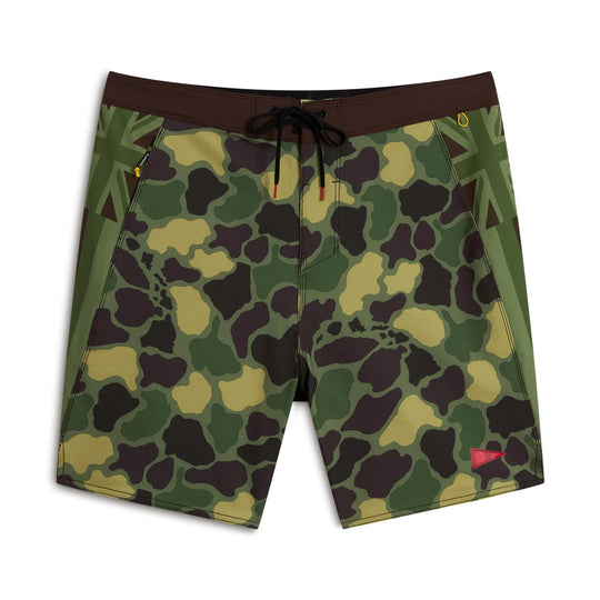 Color:Tropic Green Camo-Florence F1 Pro Hawaii Camo Boardshort