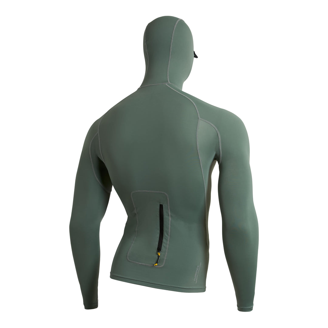 Color:Dark Sage-Florence Long Sleeve Utility Pocket Hooded Rashguard 