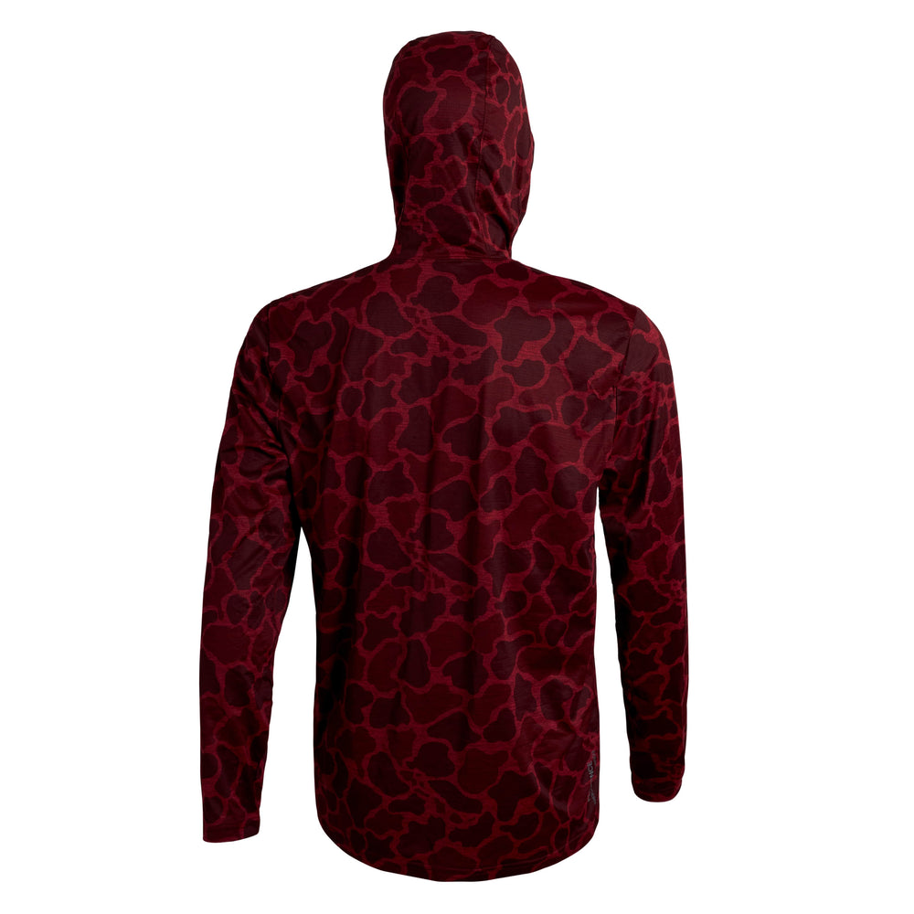 Color:Heather Maroon Camo-Florence Airtex Long Sleeve Hooded Shirt -alt