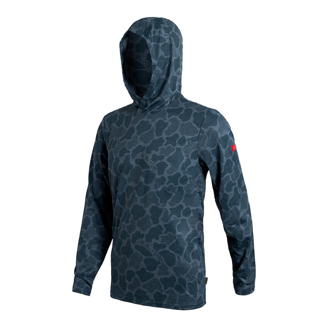 Color:Heather Light Sea Blue Camo-Florence Airtex Long Sleeve Hooded Shirt