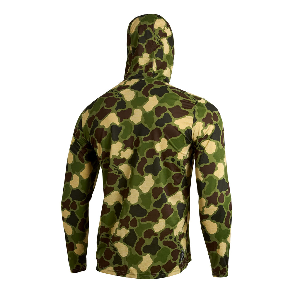 Color:Heather Tropic Green Camo-Florence Airtex Long Sleeve Hooded Shirt -alt