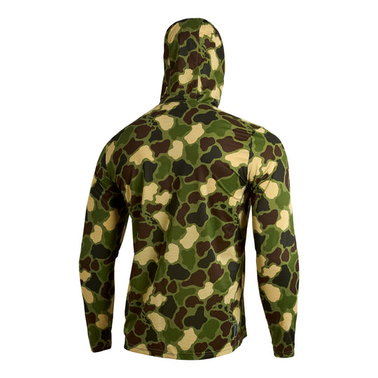 Color:Heather Tropic Green Camo-Florence Airtex Long Sleeve Hooded Shirt -alt