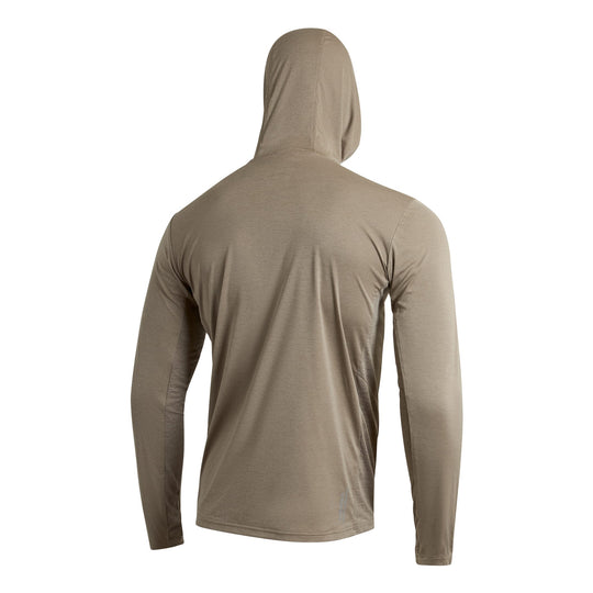 Color:Heather Vintage Khaki-Florence Sun Pro LS Crossover Hooded UPF Shirt