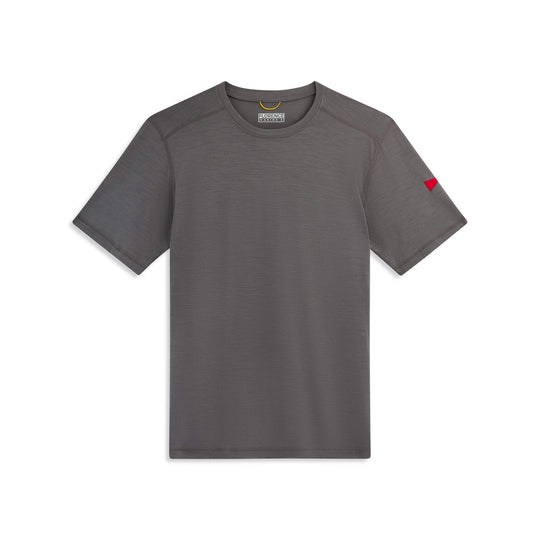 Color:Cement-Merino Wool Short Sleeve Shirt