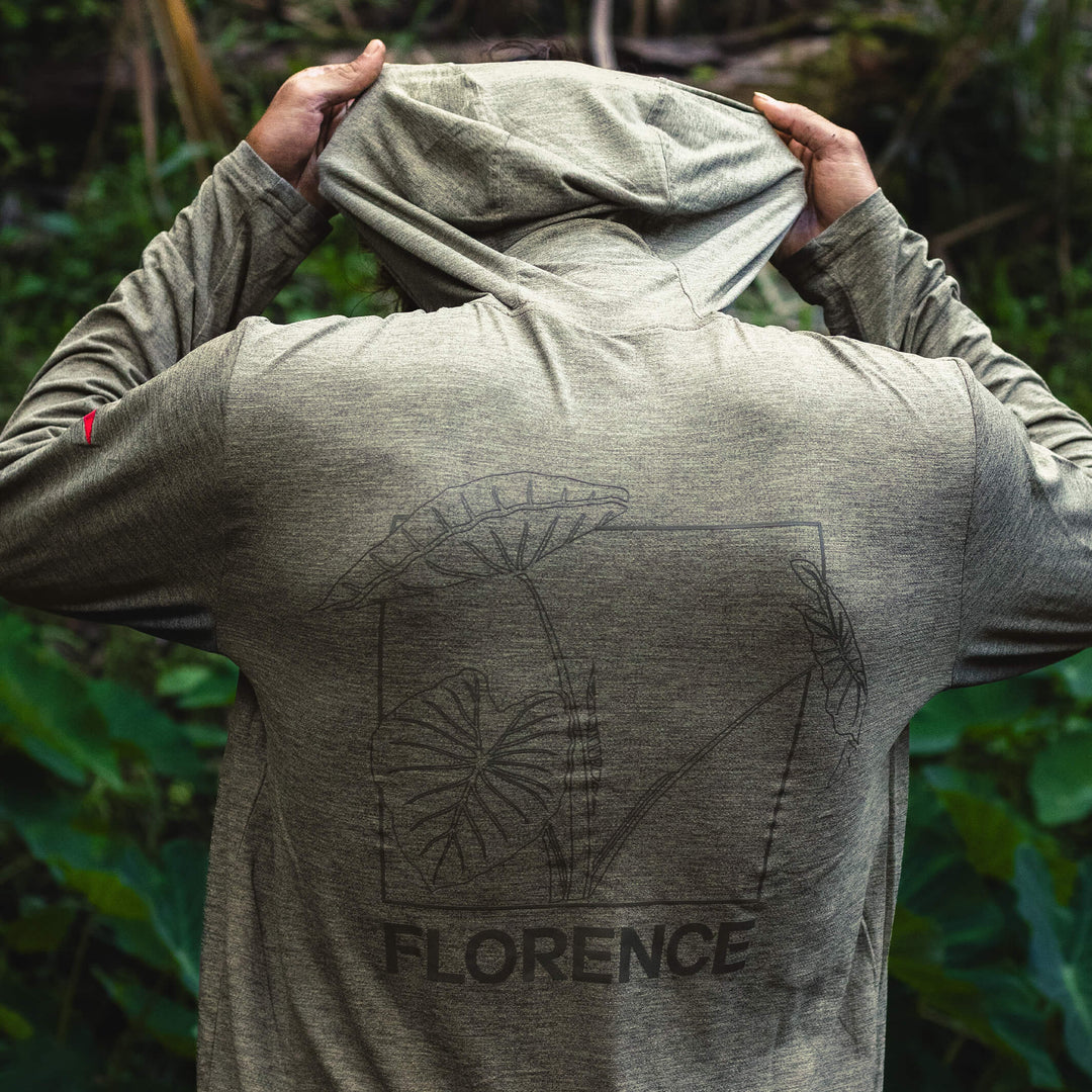 Color:Heather Pumice-Florence x Sig Zane Kalo Airtex Long Sleeve Hooded Shirt