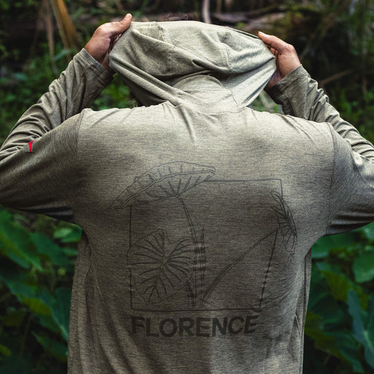 Color:Heather Pumice-Florence x Sig Zane Kalo Airtex Long Sleeve Hooded Shirt