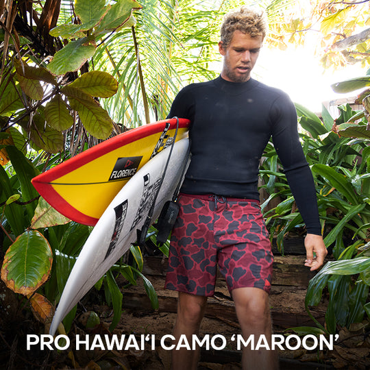 Color:Maroon-F1 Pro Hawaii Camo Boardshort