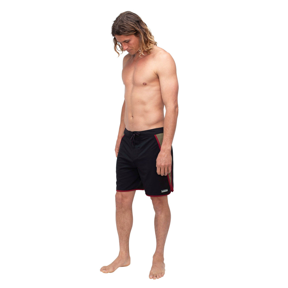 Color:Black Burnt Olive-Florence Block Boardshort -alt