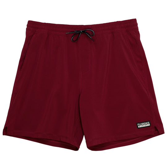 Color:Maroon-Florence Elastic Shorts