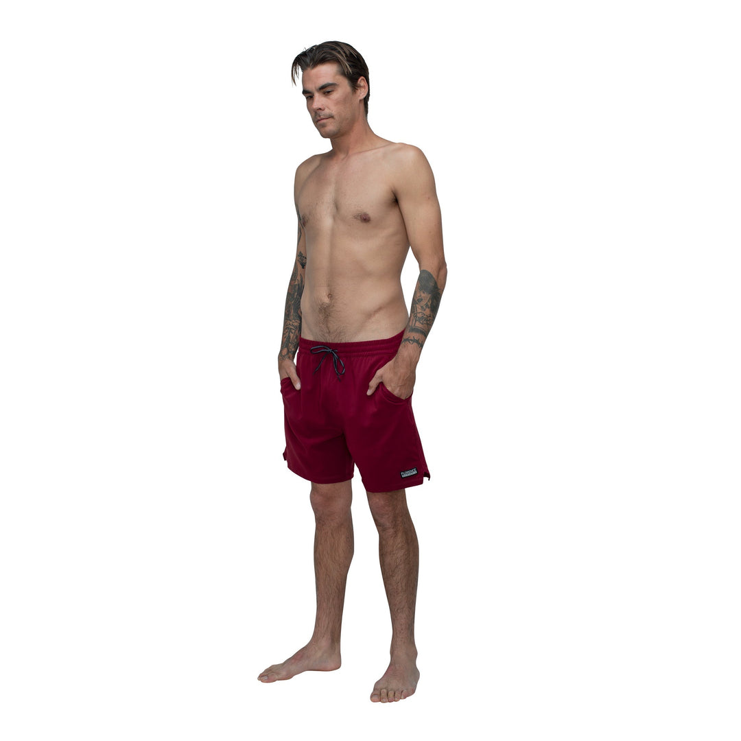 Color:Maroon-Florence Elastic Shorts