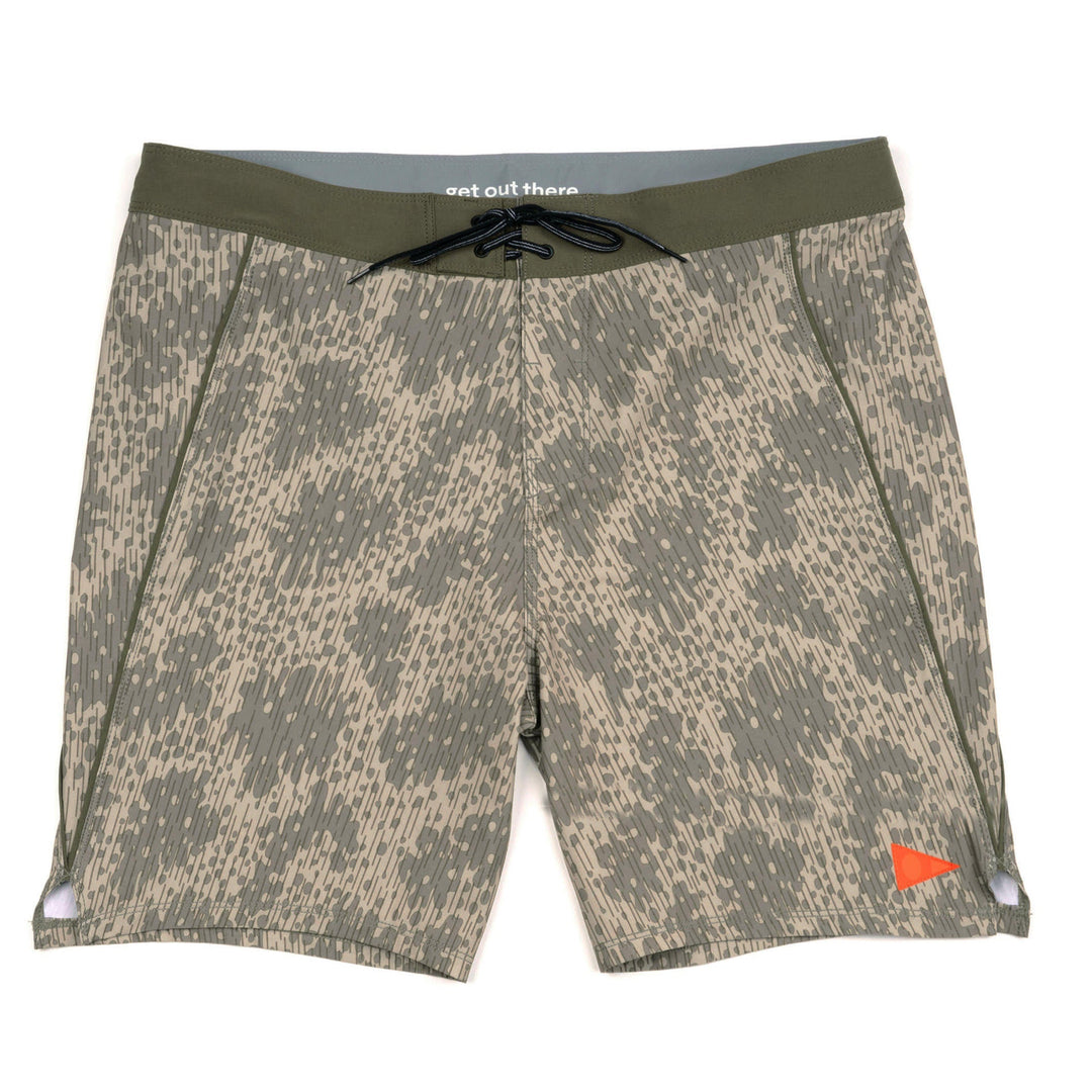 Color:Burnt Olive-Florence Rain Camo Boardshort