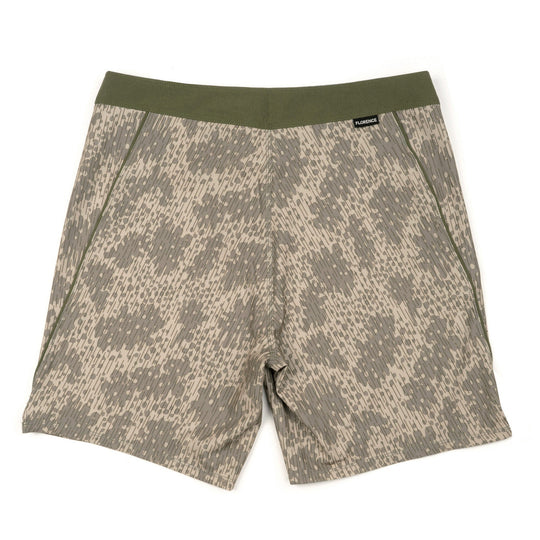 Color:Burnt Olive-Florence Rain Camo Boardshort 