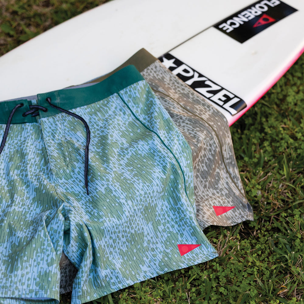 Color:Burnt Olive-Florence Rain Camo Boardshort -alt