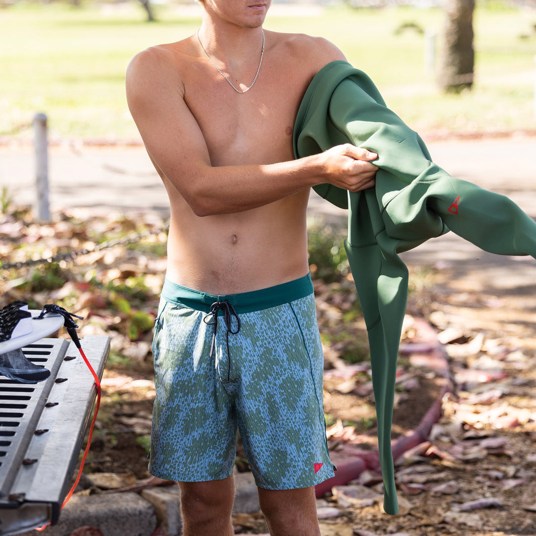 Color:Sage-Florence Rain Camo Boardshort