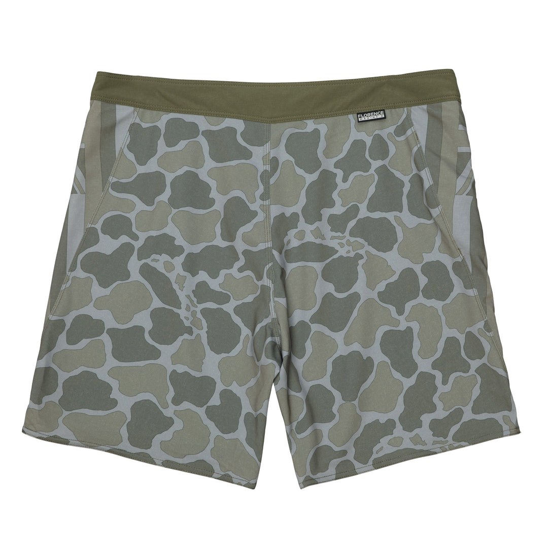Color:Burnt Olive-F1 Pro Hawaii Camo Boardshort