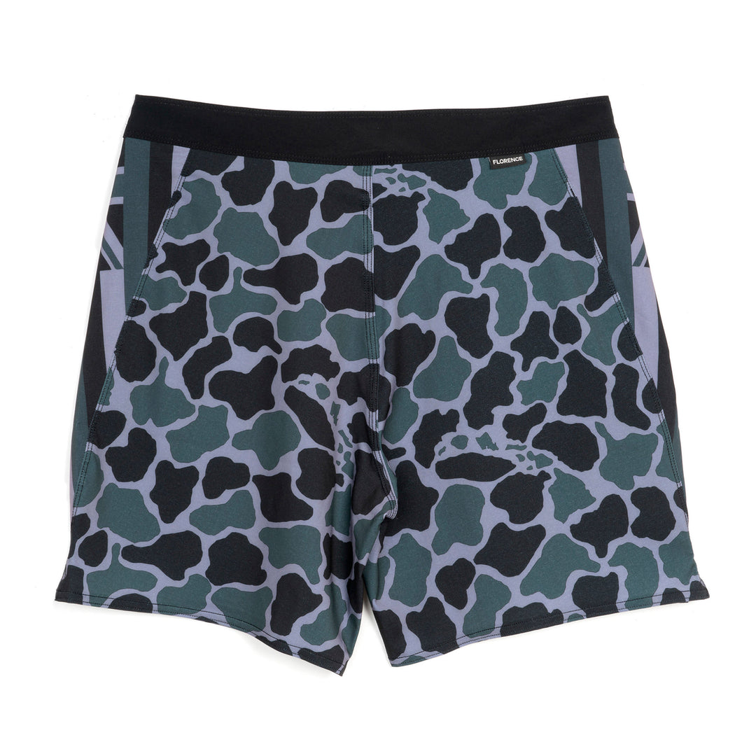 Color:Dark Emerald-F1 Pro Hawaii Camo Boardshort