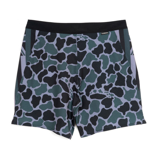Color:Dark Emerald-F1 Pro Hawaii Camo Boardshort