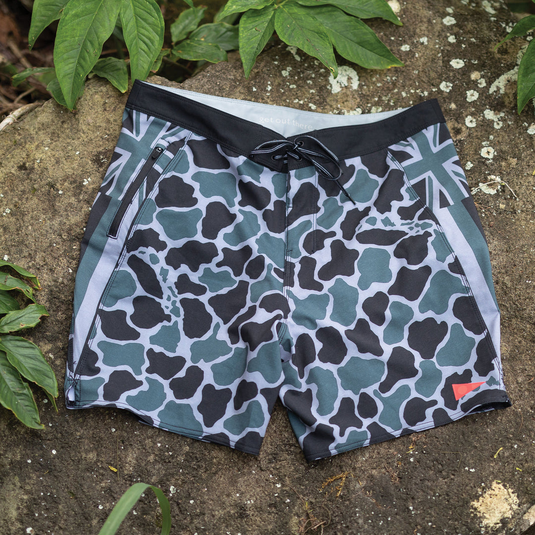 Color:Dark Emerald-F1 Pro Hawaii Camo Boardshort 