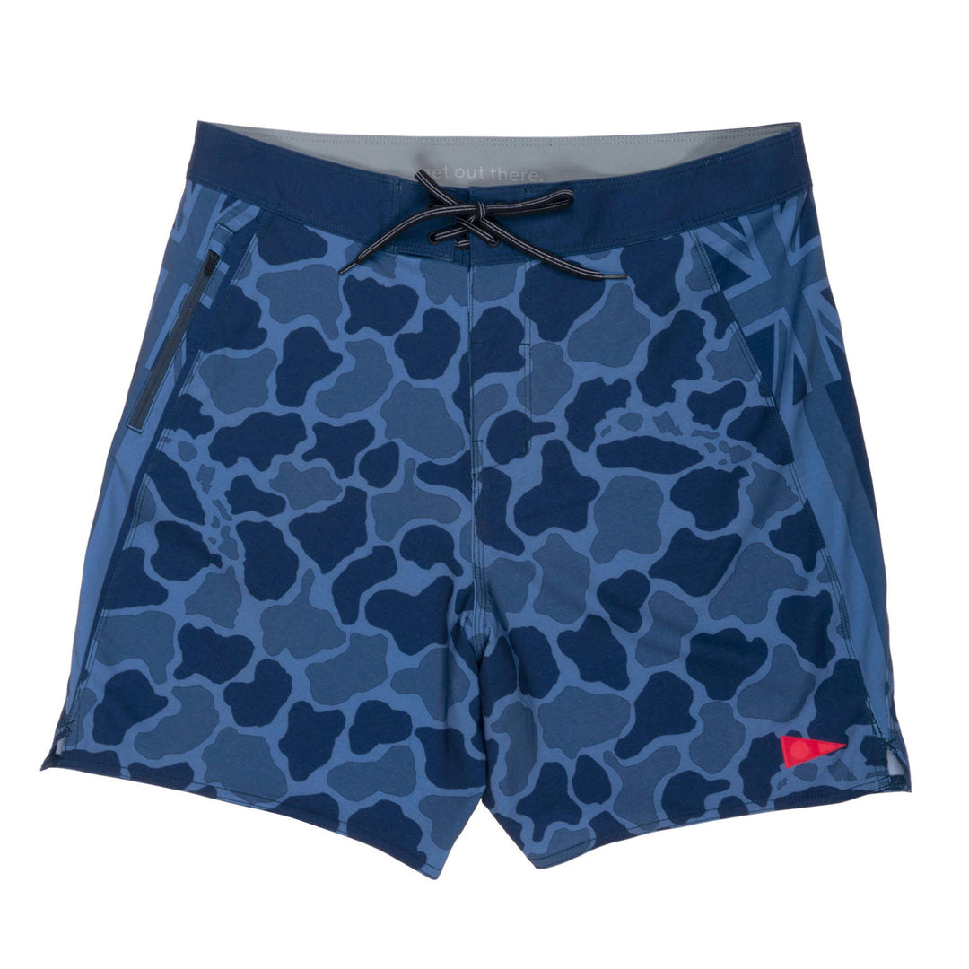 Color:Dark Navy-F1 Pro Hawaii Camo Boardshort