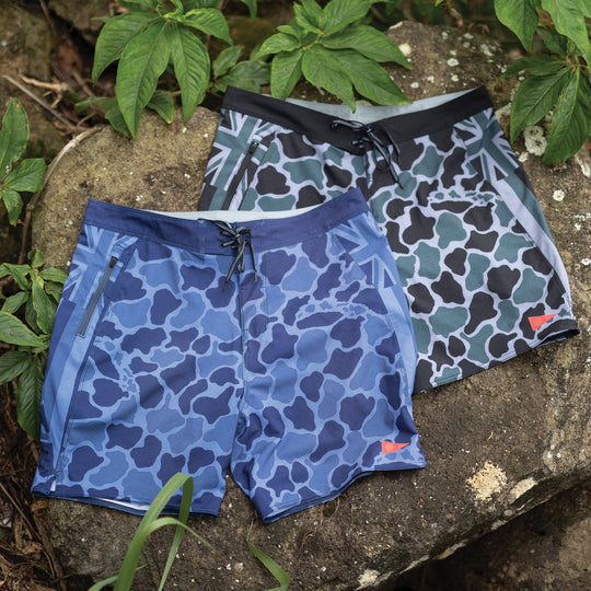 Color:Dark Emerald-F1 Pro Hawaii Camo Boardshort