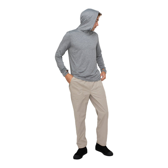 Color:Light Heather Grey-Florence Long Sleeve Hooded Active T Shirt